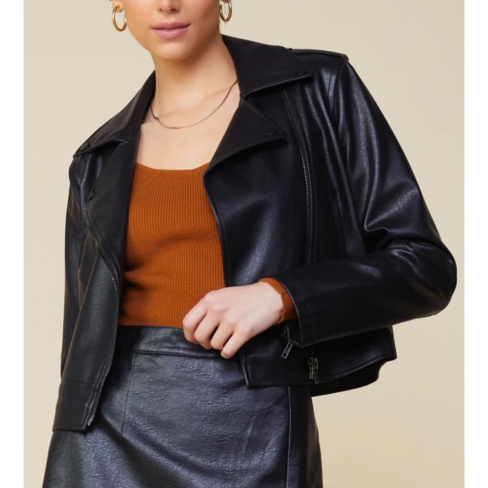 Skies are Blue vegan leather jacket in Black